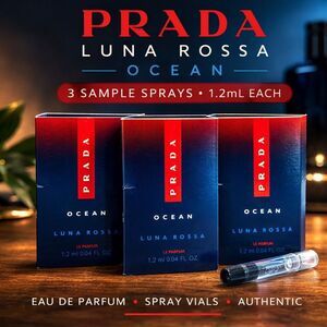 Prada Luna Rossa Ocean Cologne Sample Spray Bundle (3) | 1.2mL Eau de Parfum NEW